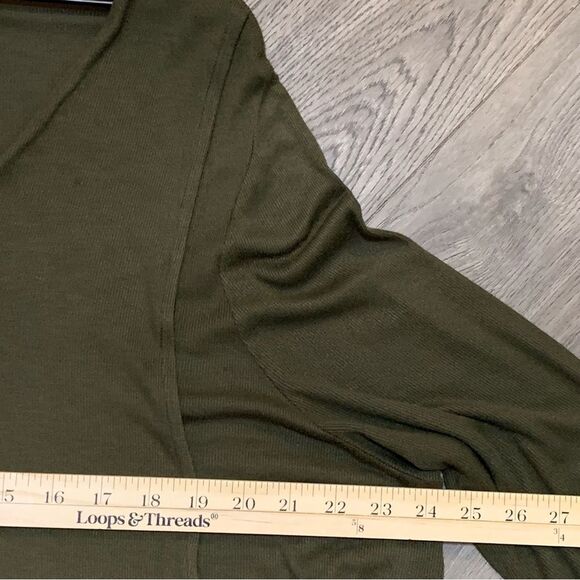 JENNIFER LOPEZ Handkerchief Hem Tunic Top Women’s 1X Green Long Sleeve Ribbed. - Picture 10 of 12
